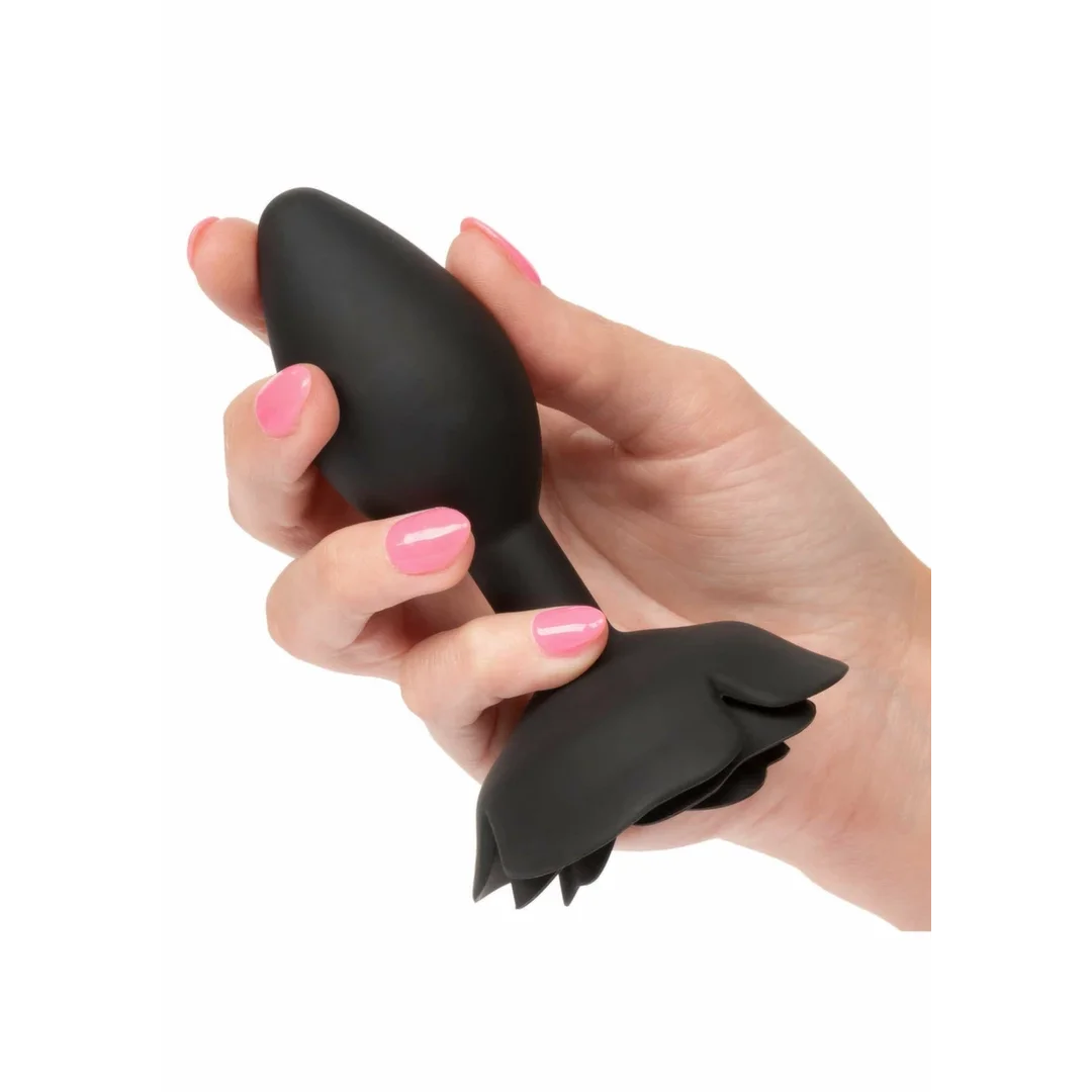 Forbidden Rose Anal Plug Large silikonowy z dekoracyjną rożą — zdjęcie 7