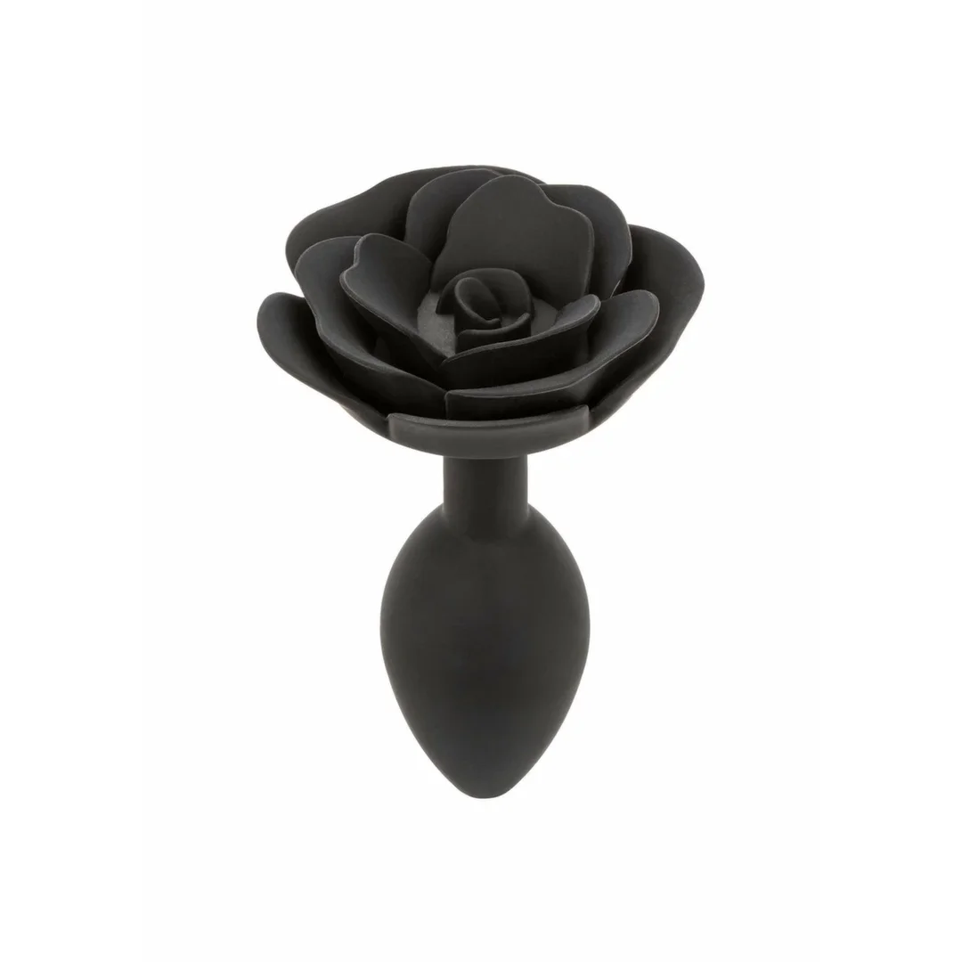 Forbidden Rose Anal Plug Large silikonowy z dekoracyjną rożą — zdjęcie 8