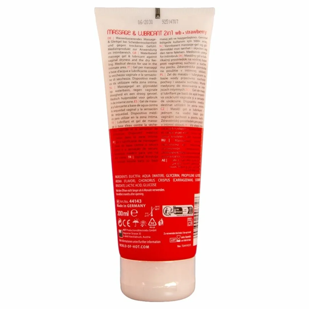 HOT Żel do masażu i poślizgu 2w1 Truskawkowy 200ml - aromatyczny, nawilżający — zdjęcie 2
