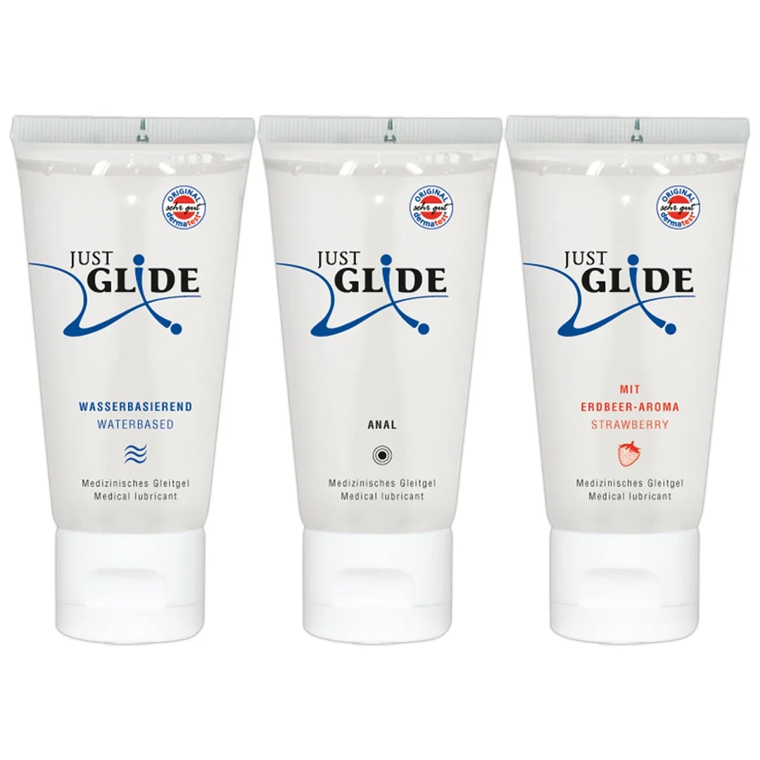 Just Glide Zestaw 3x50 ml - Lubrykanty wodne do skory wrażliwej i akcesoriow — zdjęcie 2