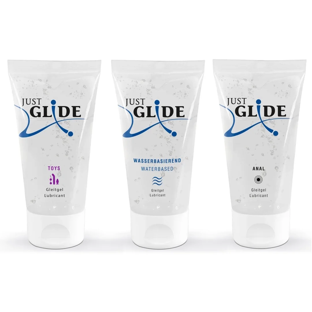 Just Glide Zestaw 3x50 ml - Lubrykanty wodne do skory wrażliwej i akcesoriow — zdjęcie 3
