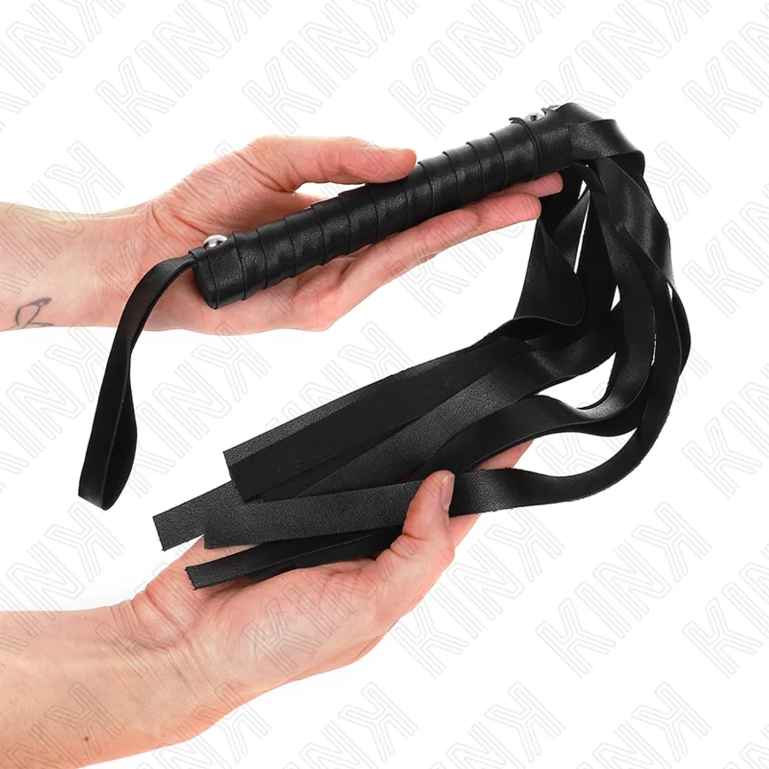 KINK Czarny Bicz Szeroki Ogon 48,5 cm Skorzany Model Flogger — zdjęcie 2