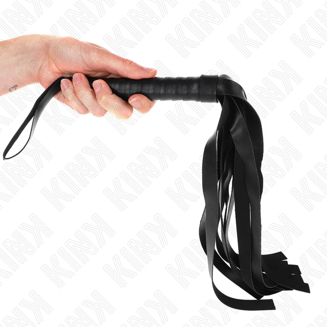 KINK Czarny Bicz Szeroki Ogon 48,5 cm Skorzany Model Flogger — zdjęcie 3