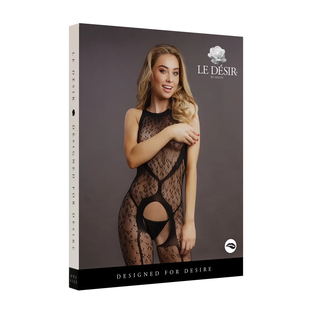Le Desir Bodystocking Leopard bez strefy intymnej S-XL, wzor panterka — zdjęcie 4