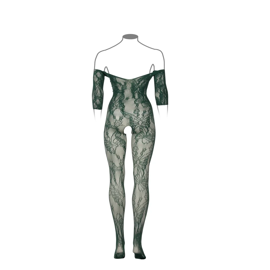 Le Desir Bodystocking Queen Size z długim rękawem koronka czarne — zdjęcie 6