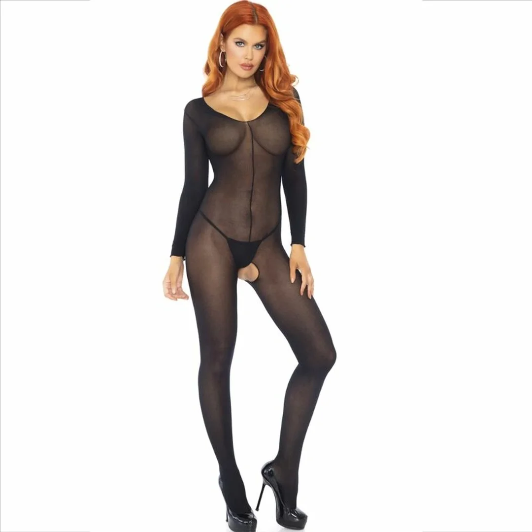 Leg Avenue Bodystocking czarny z długim rękawem, uniwersalny rozmiar — zdjęcie 2