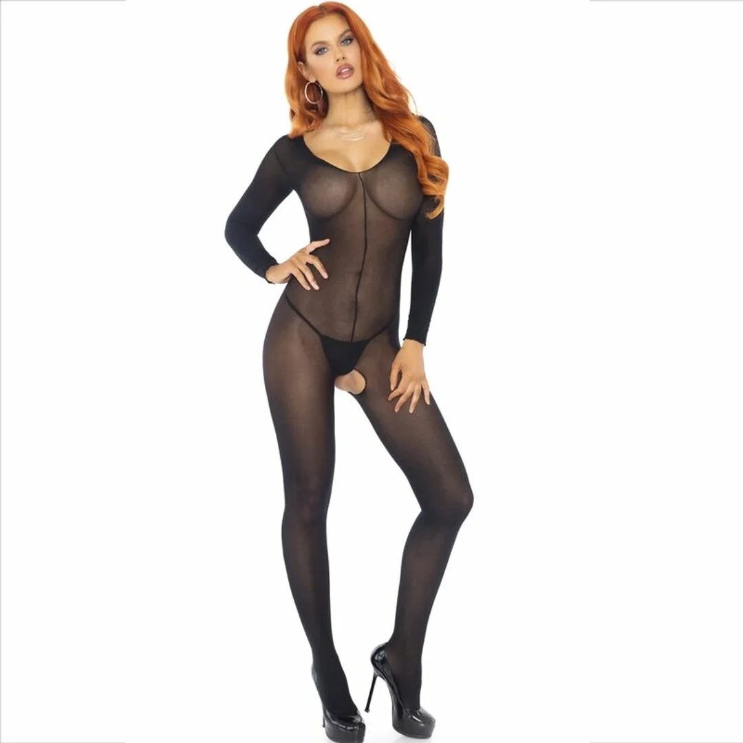 Leg Avenue Bodystocking czarny z długim rękawem, uniwersalny rozmiar — zdjęcie 4