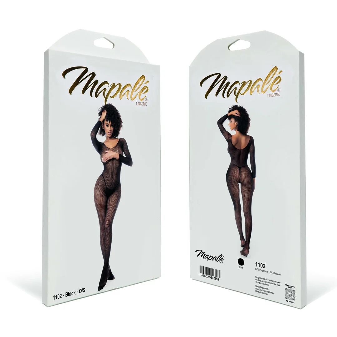 Leg Avenue Bodystocking z Długim Rękawem Czarny Uniwersalny Rozmiar — zdjęcie 5