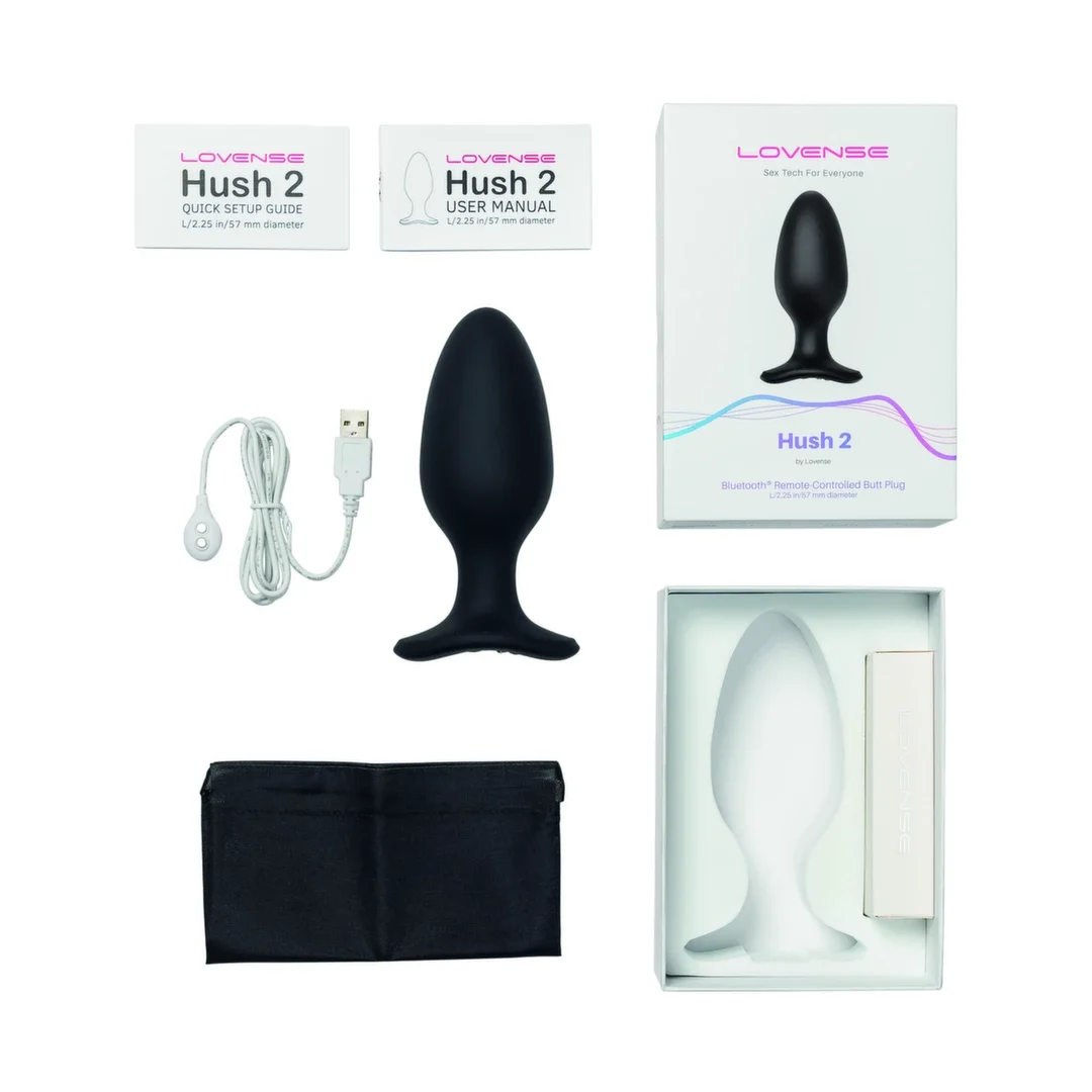 Lovense Hush 2 L 57 mm - zdalna wibrująca zatyczka, Bluetooth, czarna — zdjęcie 5