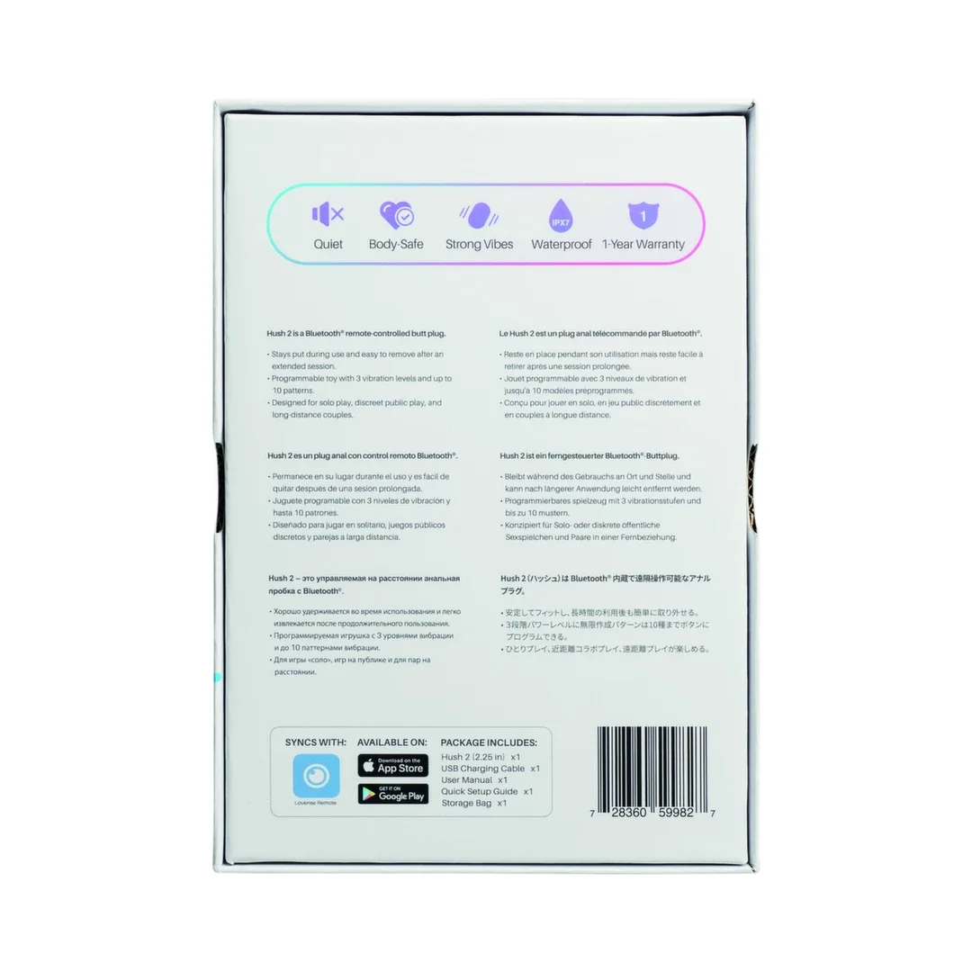 Lovense Hush 2 L 57 mm - zdalna wibrująca zatyczka, Bluetooth, czarna — zdjęcie 8