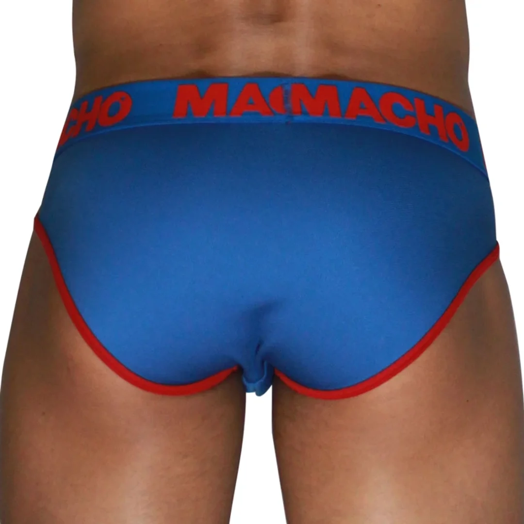 MACHO MCH005 Klasyczne figi męskie niebiesko-czerwone S Lycra push-up — zdjęcie 3