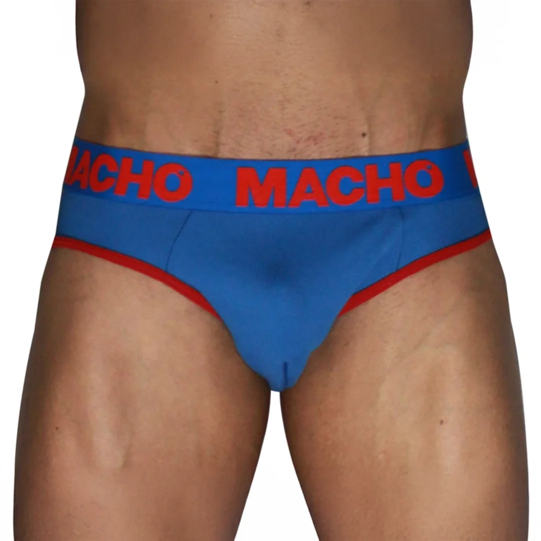 MACHO MCH005 Klasyczne majtki męskie niebiesko-czerwone M Lycra — zdjęcie 2
