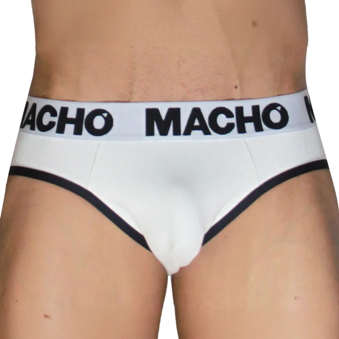 MACHO MCH006 Klasyczne majtki męskie biało-czarne M Lycra push-up — zdjęcie 2