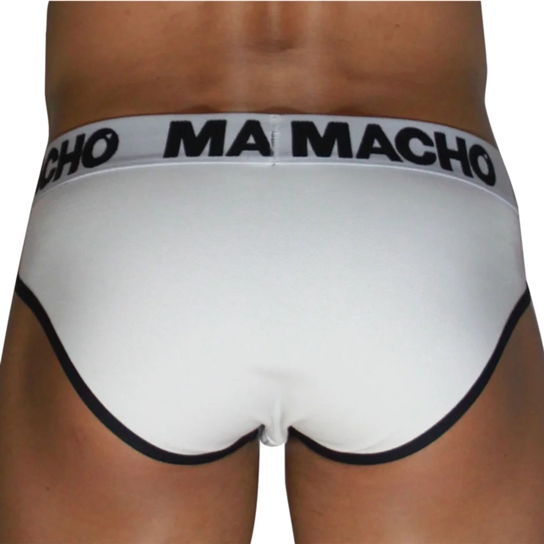MACHO MCH006 Klasyczne slipy męskie biało-czarne S Lycra push-up — zdjęcie 3