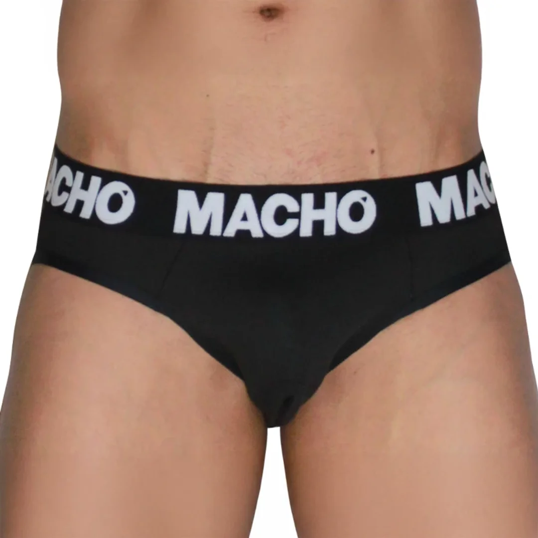 MACHO MCH007 Klasyczne majtki męskie Black+Black, Lycra, rozmiar M — zdjęcie 2