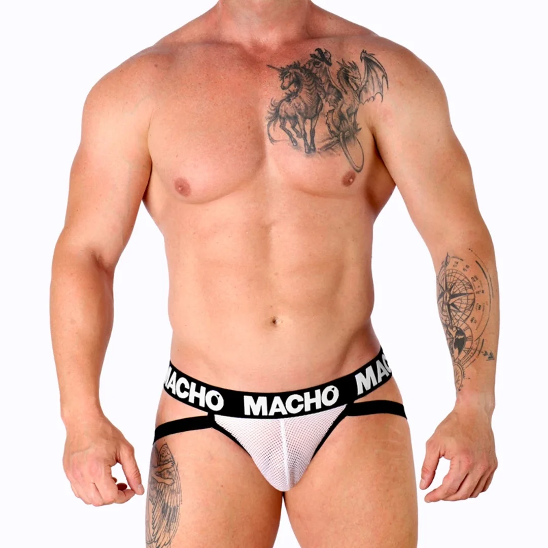 Macho MX26X1 Jockstrap siateczkowy biały XL elastyczna tkanina — zdjęcie 5