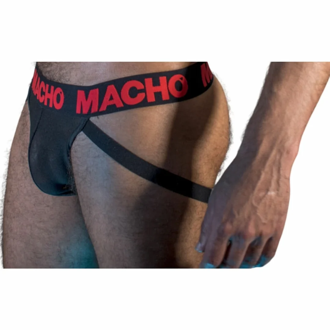MACHO MX26X2 JOCK jockstrap czarno-czerwony L, elastyczny materiał — zdjęcie 2
