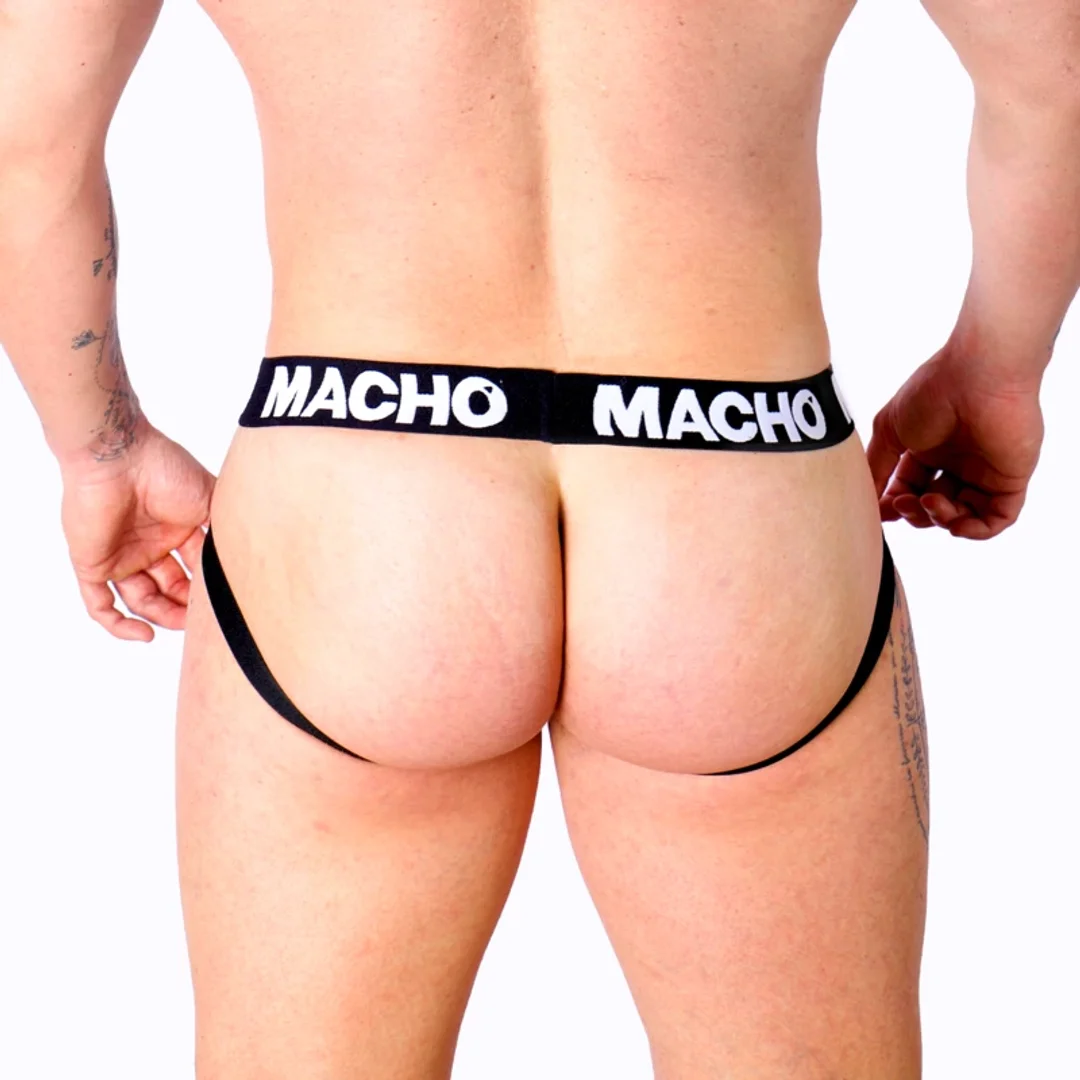 MACHO MX27GR Jockstrap imitujący skorę szary/beżowy S — zdjęcie 4