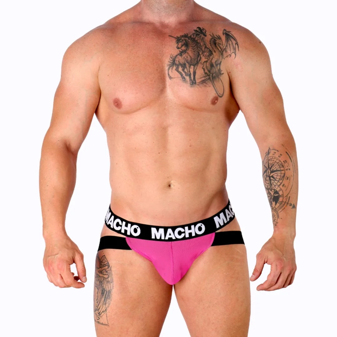 Macho MX28FR Jockstrap rożowy neonowy L - elastyczny anatomiczny kroj — zdjęcie 2