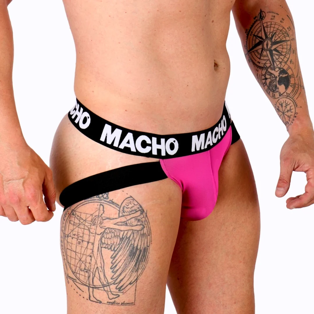 Macho MX28FR Jockstrap rożowy neonowy L - elastyczny anatomiczny kroj — zdjęcie 3
