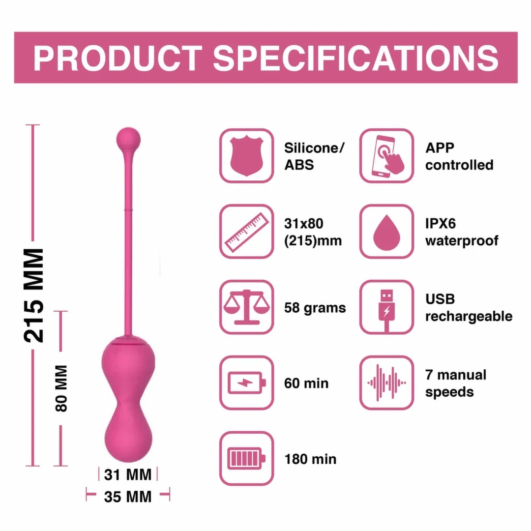 Magic Motion Smart Kegel Master Balls Pink - Trening mięśni dna miednicy z aplikacją — zdjęcie 5