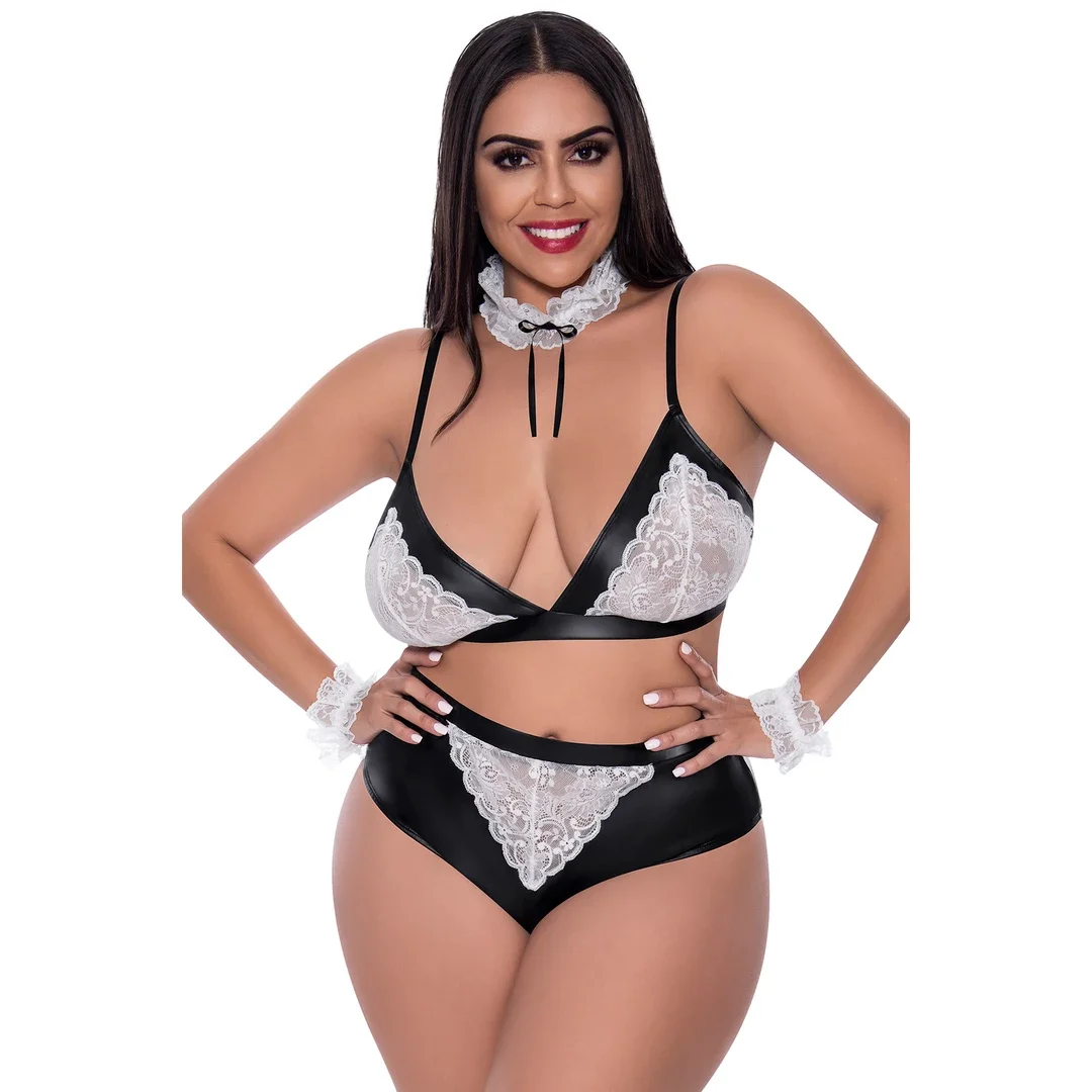 Magic Silk Dress Up Dirty Deeds sukienka zestaw plus size czarno-biała — zdjęcie 3