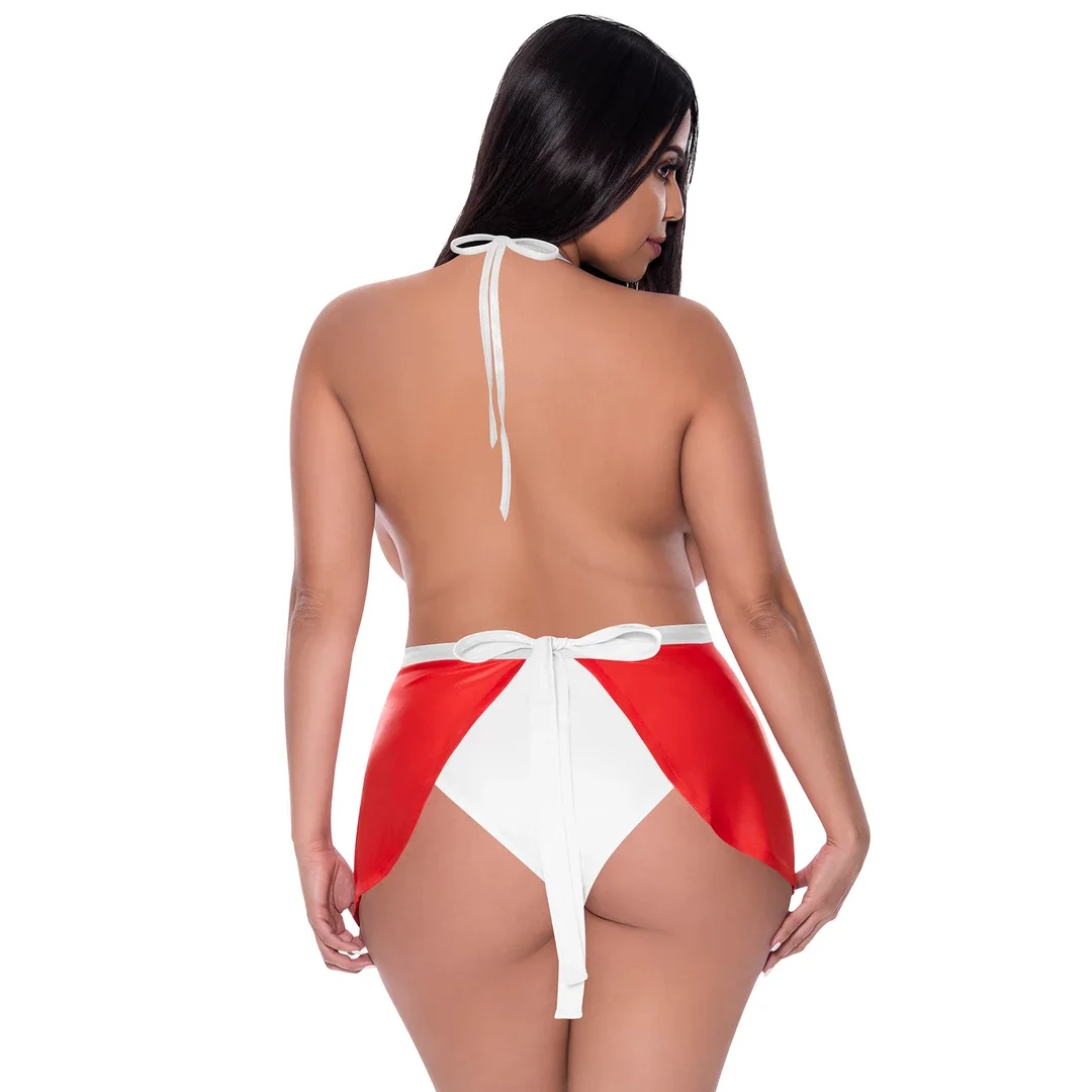 Magic Silk Dress Up Sukienka z opaską i majtkami, plus size, czerwona — zdjęcie 4