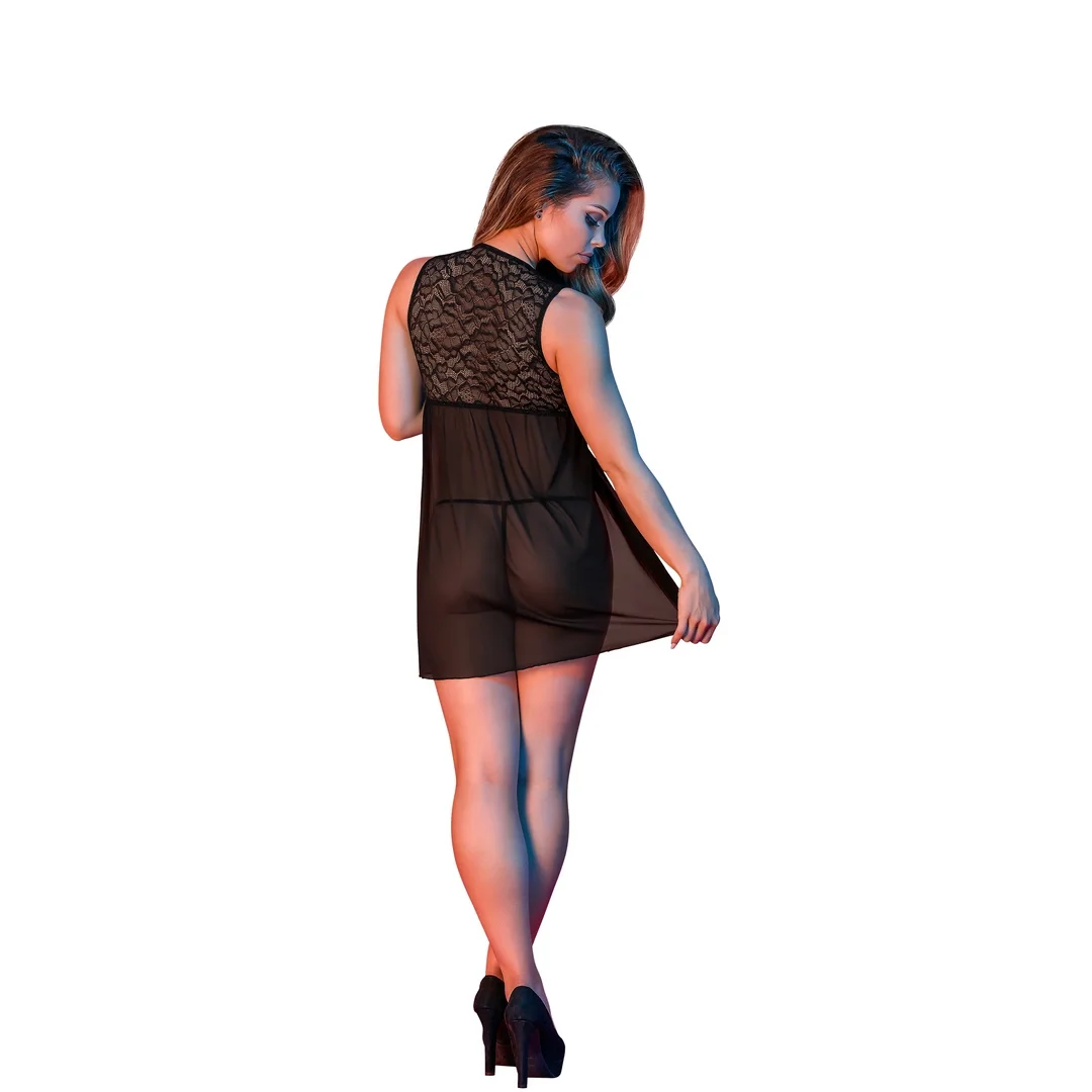 Magic Silk Exposed Babydoll LXL z koronką i otwartymi plecami — zdjęcie 4