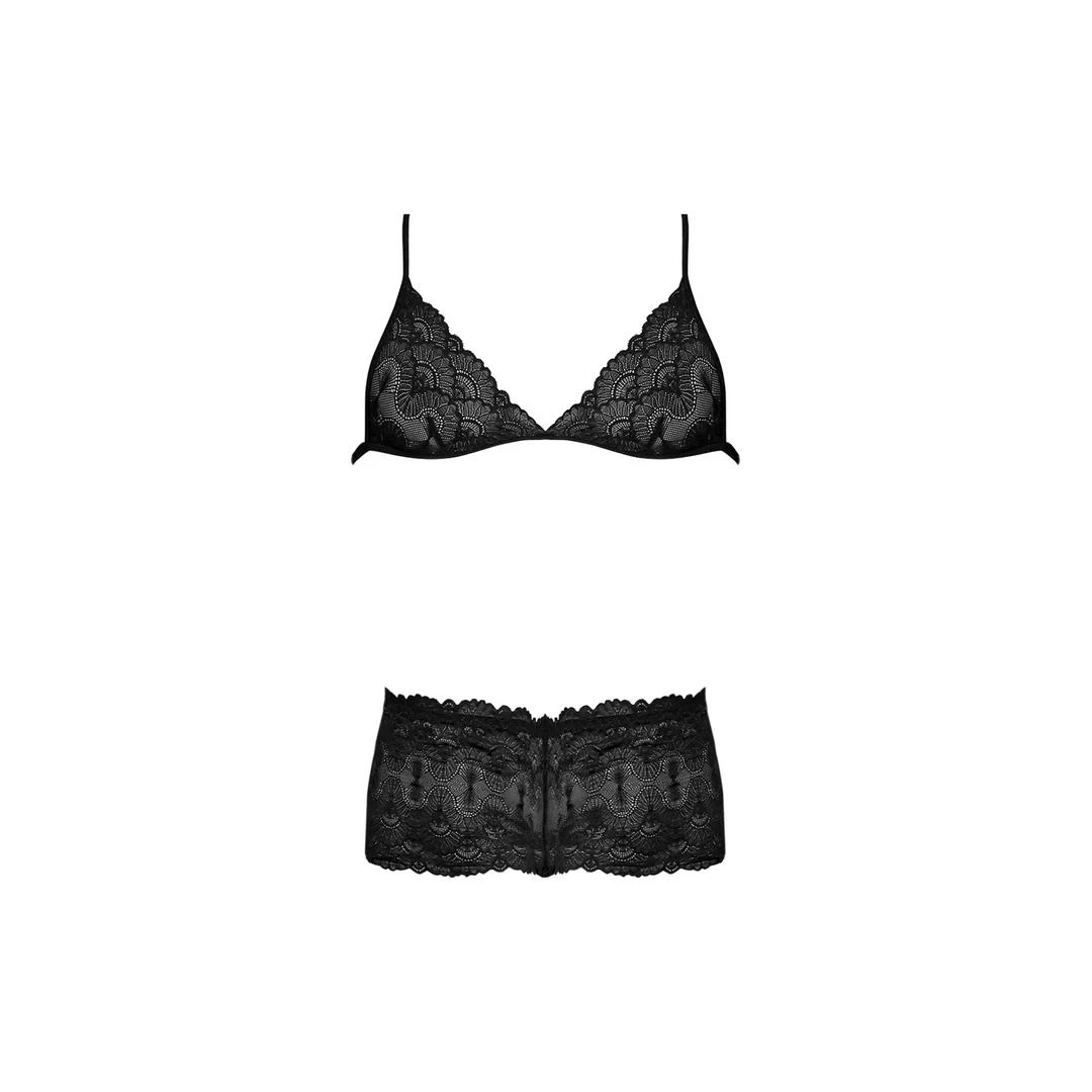 Magic Silk Exposed Cheeky komplet: biustonosz trojkątny i figi S/M — zdjęcie 5