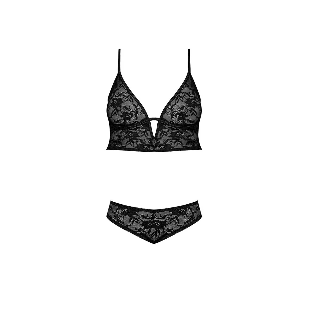 Magic Silk Exposed Zestaw z fiszbinami i koronką Plus Size czarny — zdjęcie 5