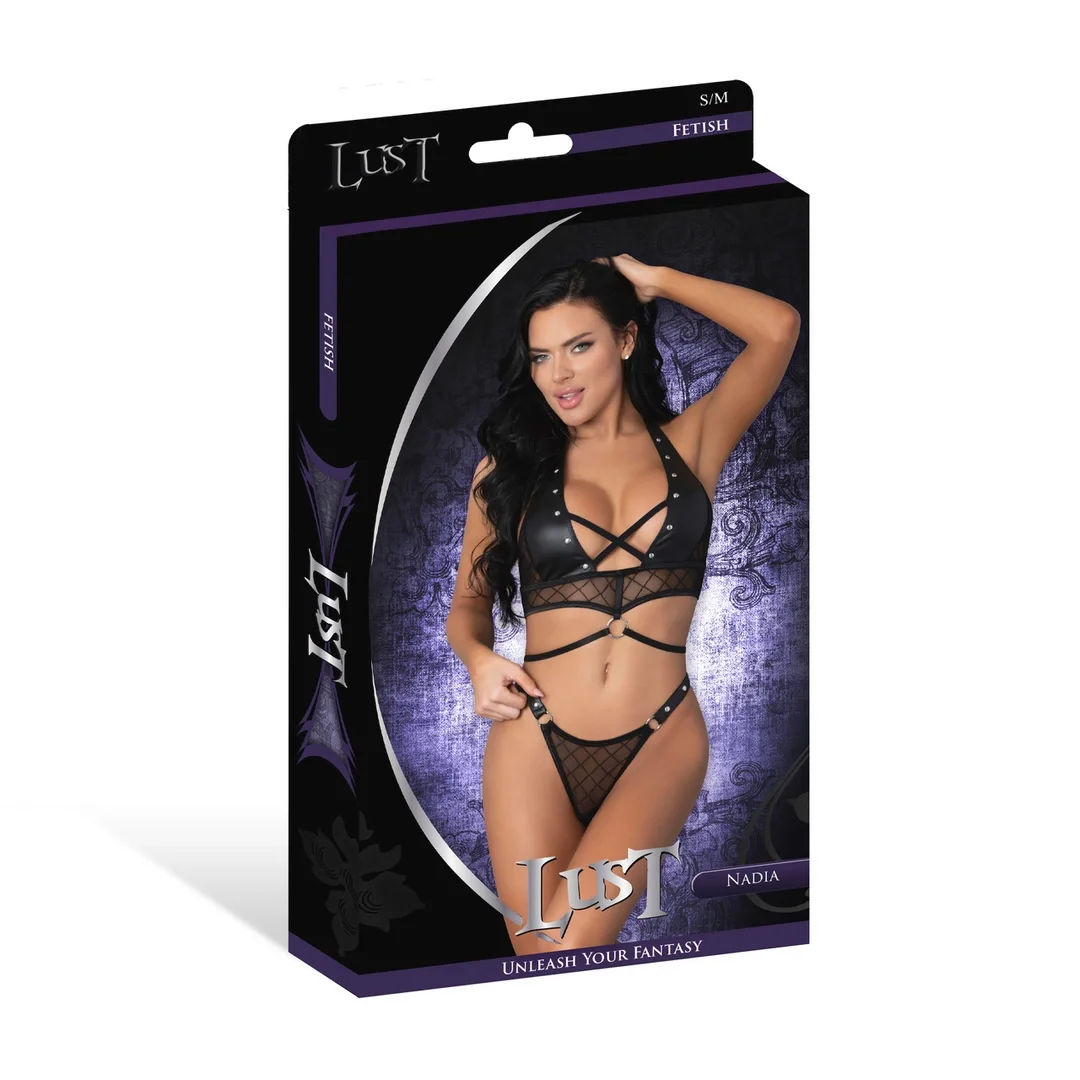 Magic Silk Nadia komplet top + stringi z pierścieniami i ćwiekami L/XL — zdjęcie 3