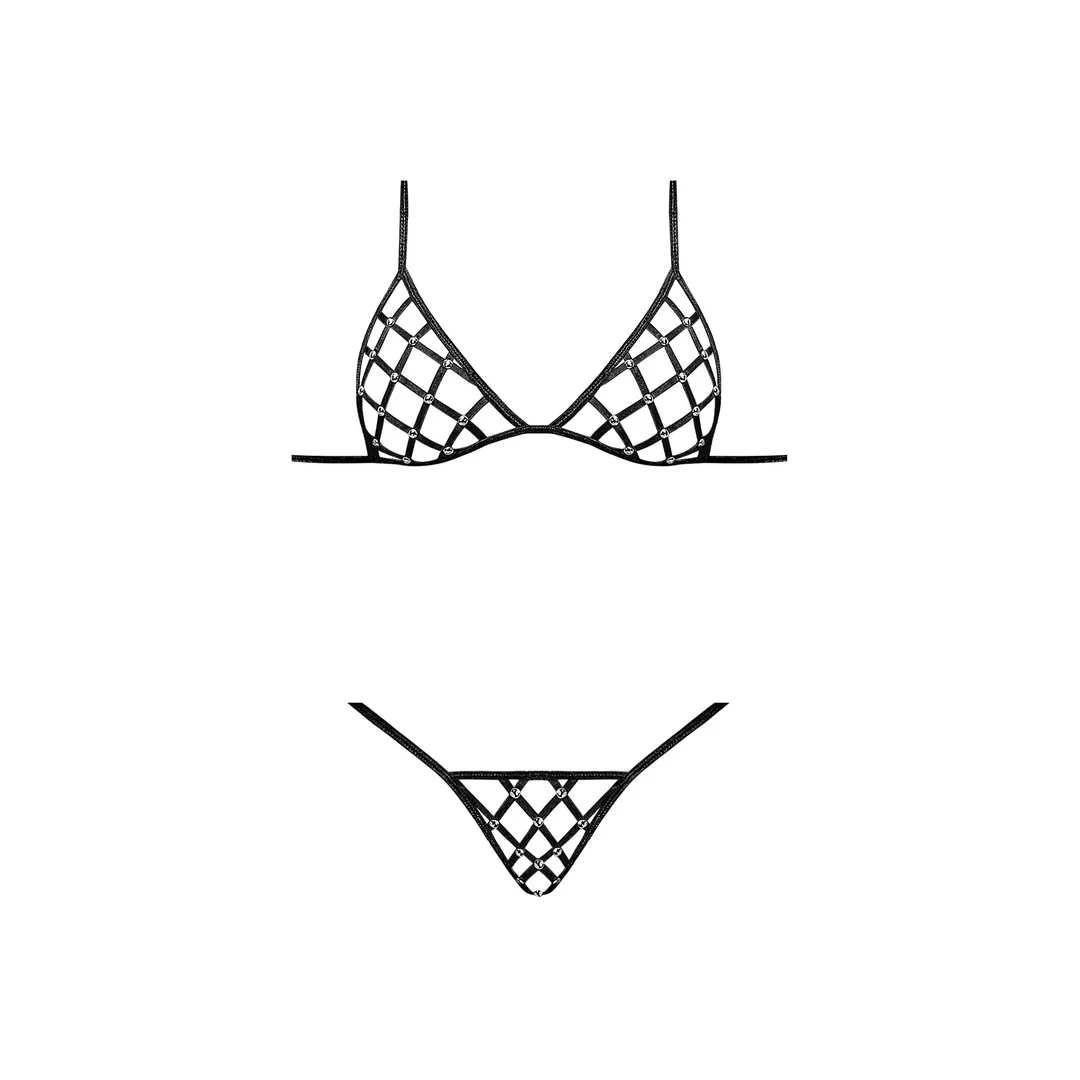 Magic Silk Orthia komplet siateczkowy z ćwiekami plus size czarny — zdjęcie 4