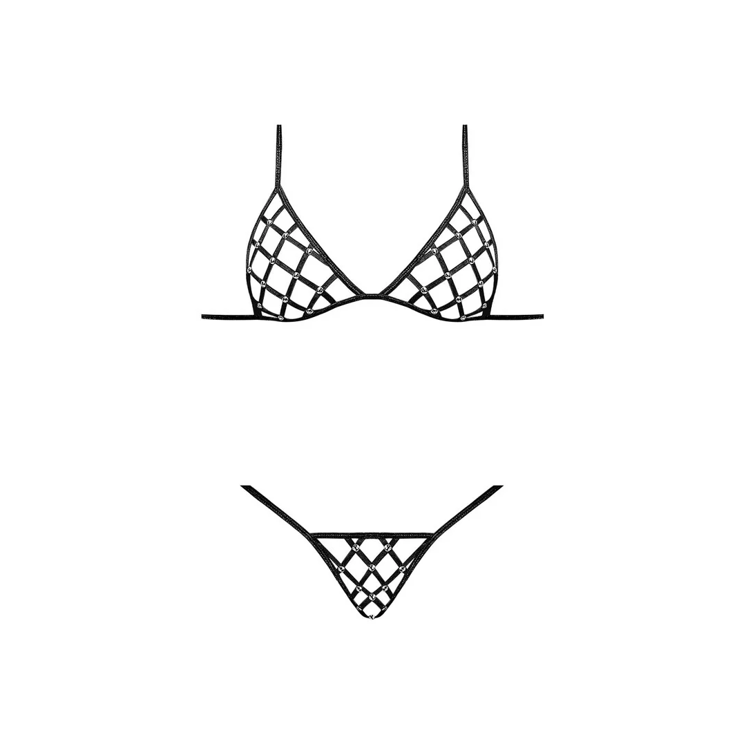 Magic Silk Orthia komplet siateczkowy z ćwiekami plus size czarny — zdjęcie 7