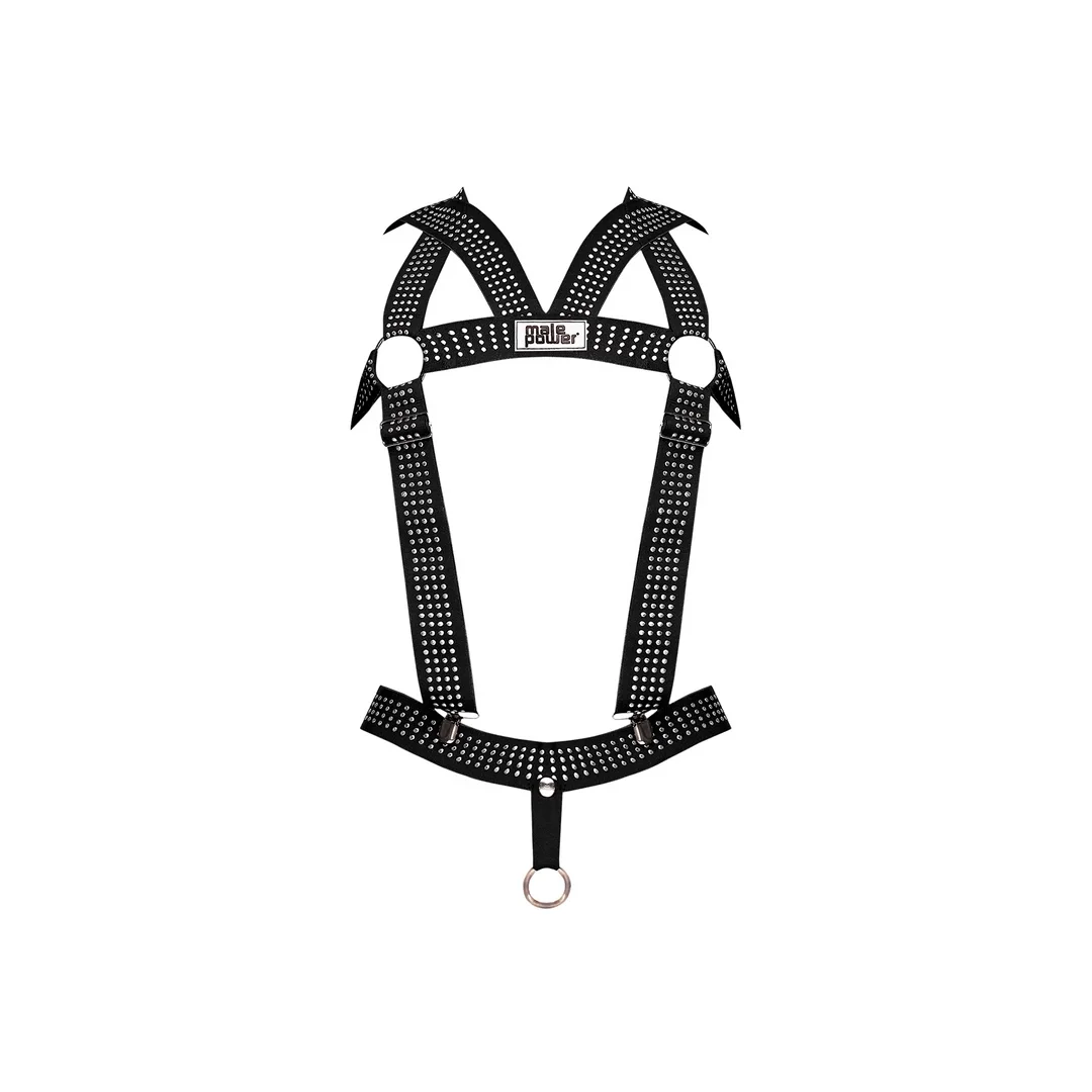 Male Power Elastic Harness - Uprząż z paskami i metalowymi elementami — zdjęcie 3