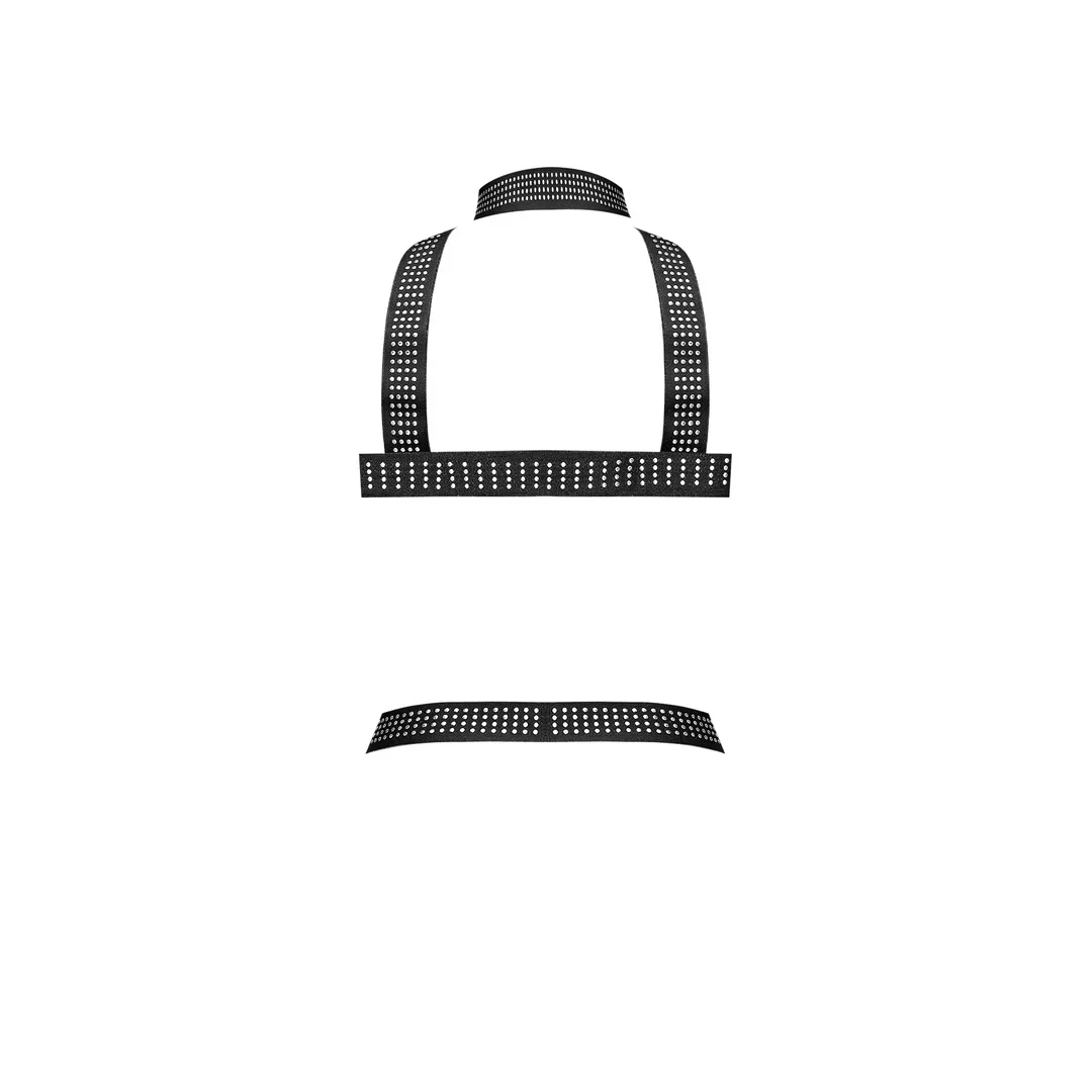 Male Power Elastic Harness - Uprząż z paskami i metalowymi elementami — zdjęcie 4