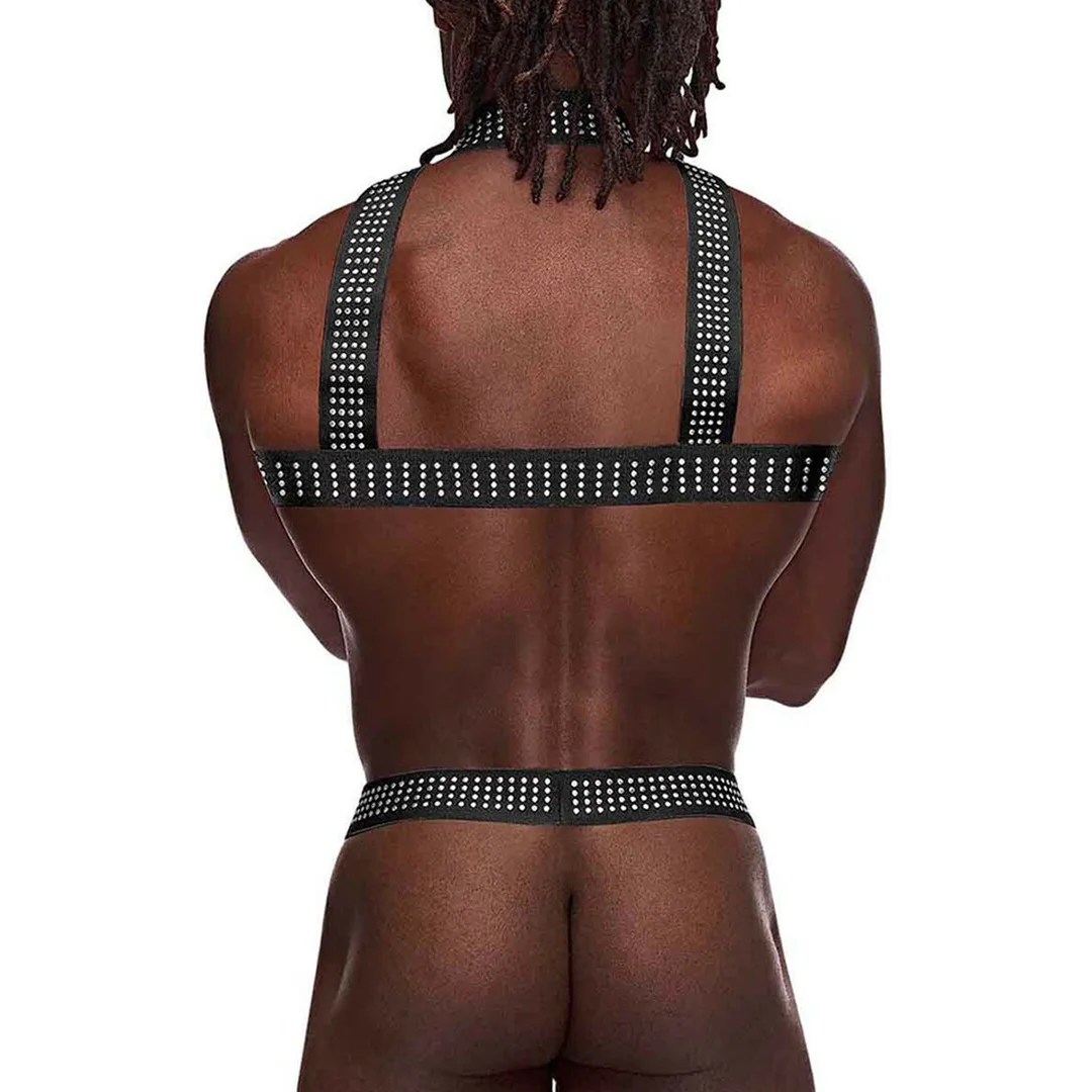 Male Power Elastic Harness - Uprząż z paskami i metalowymi elementami — zdjęcie 8