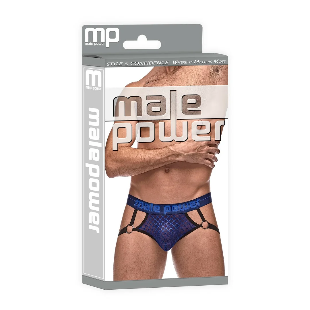 Male Power Jock Ring LXL - siateczkowy model z otwartym tyłem, czarny — zdjęcie 2