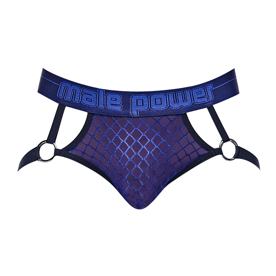 Male Power Jock Ring LXL - siateczkowy model z otwartym tyłem, czarny — zdjęcie 5