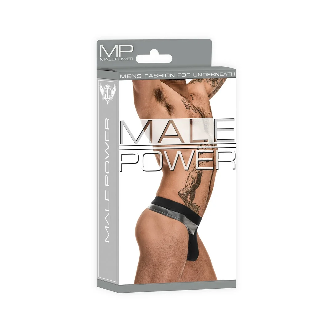 Male Power LXL Iron Clad - stringi męskie z siateczką, czarne — zdjęcie 2
