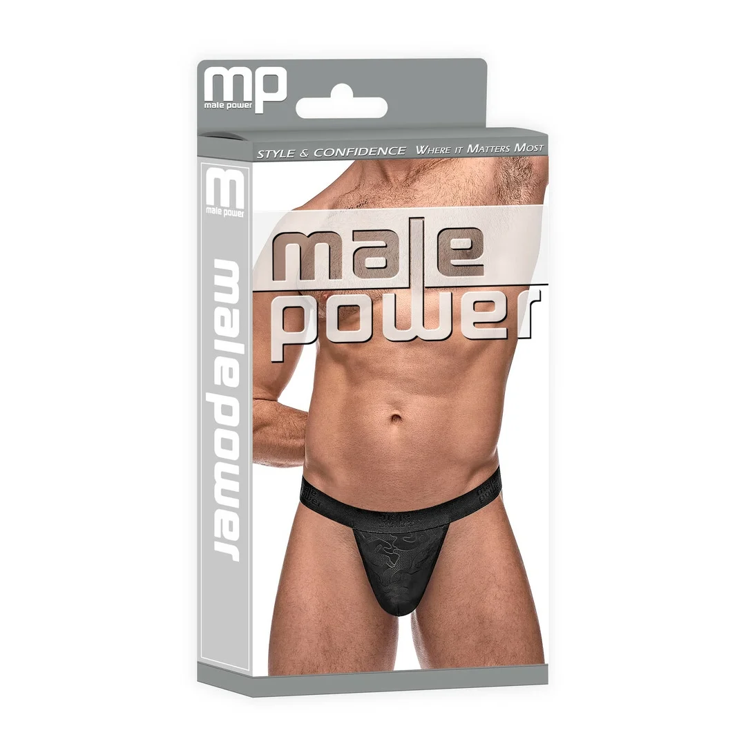 Male Power Micro V Stringi męskie czarne z elastyczną wstawką V — zdjęcie 2