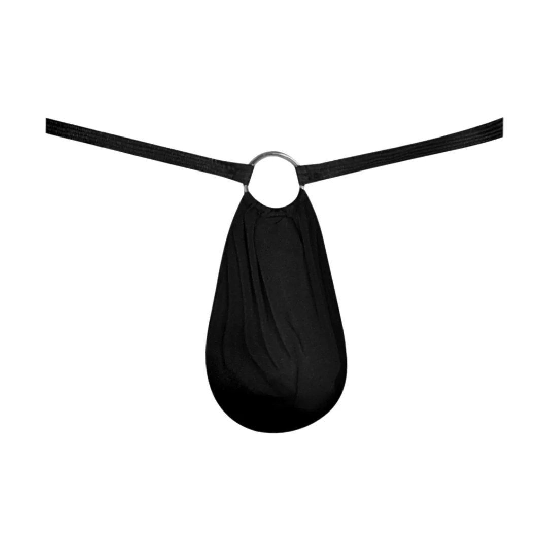 Male Power Nylon Spandex G-String z kieszonką, elastyczny czarny — zdjęcie 7