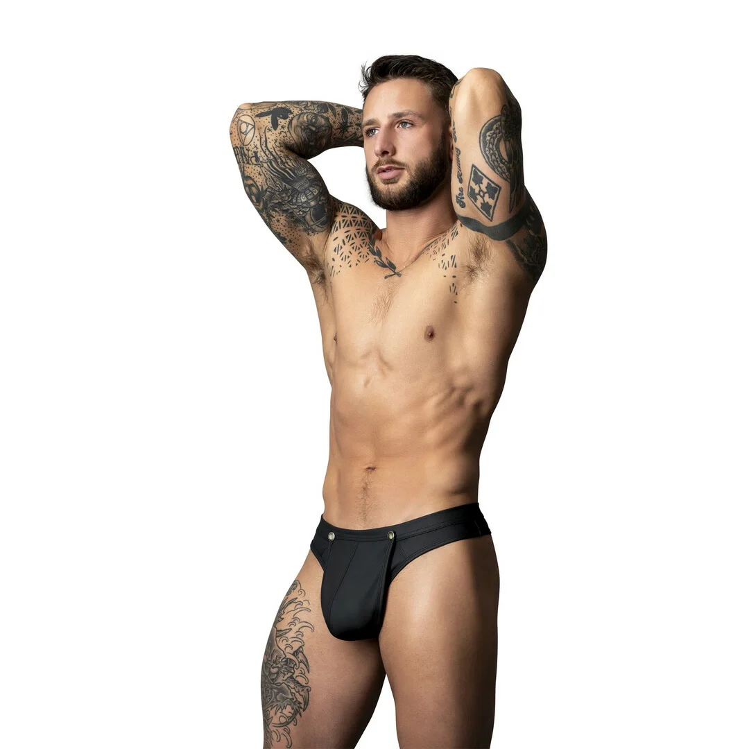 Male Power Oh Snap! męskie slipy z odpinanym panelem S/M czarne — zdjęcie 3