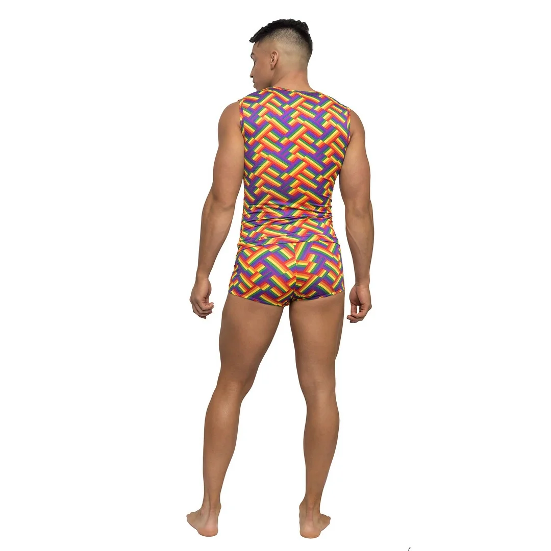 Male Power Pride Fest koszulka fitness S tęczowy poli spandex — zdjęcie 3