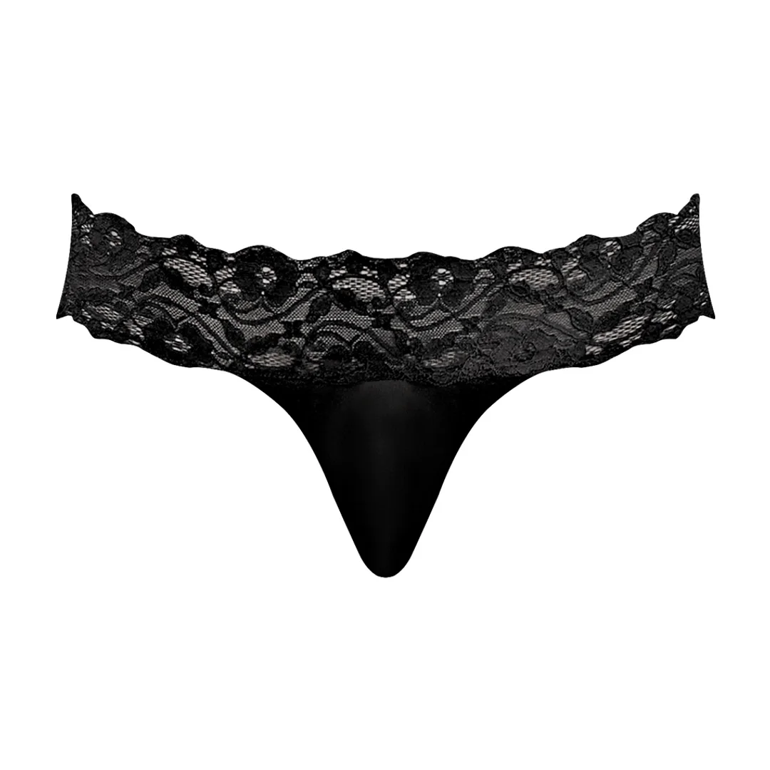 Male Power Scandal-Lace Stringi męskie z koronką L/XL czarne — zdjęcie 5