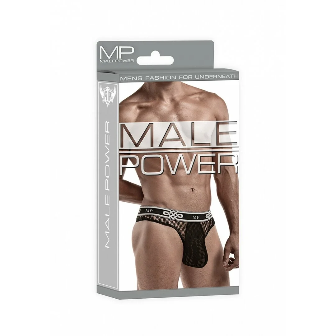 Male Power Stringi Lo Rise SM męskie, niskie wycięcie, czarne — zdjęcie 2