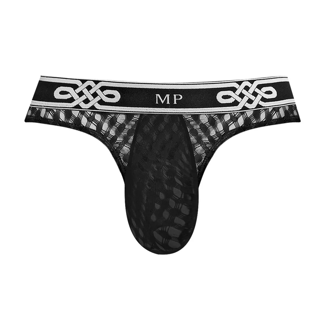 Male Power Stringi Lo Rise SM męskie, niskie wycięcie, czarne — zdjęcie 5