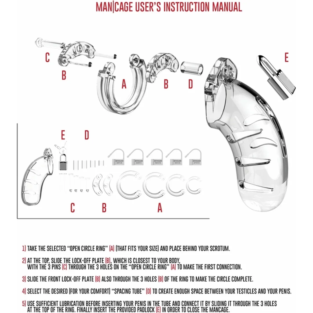 ManCage Model 11,5 cm - System blokujący z poliwęglanu, czarny — zdjęcie 4
