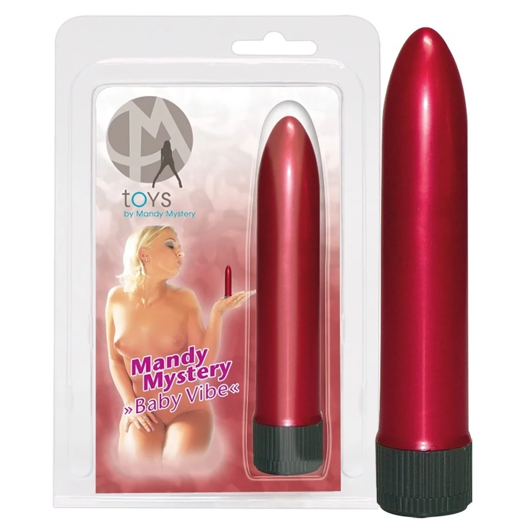 Mandy Mystery Baby Vibe Mini Wibrator Czerwony Metaliczny 13cm — zdjęcie 3