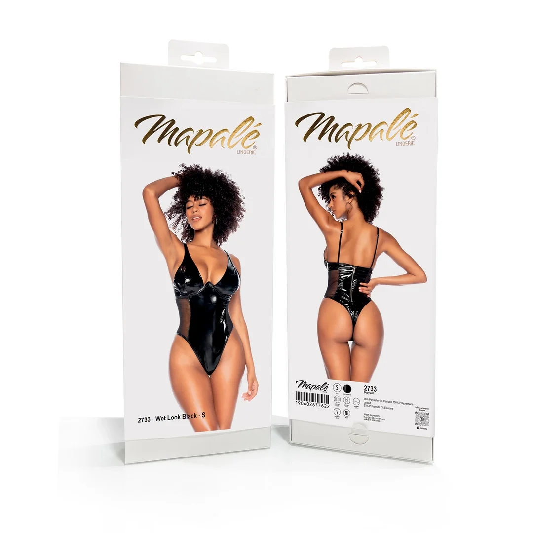 Mapale Bodysuit M Wet Black z siateczką i regulacją zapięcia — zdjęcie 2