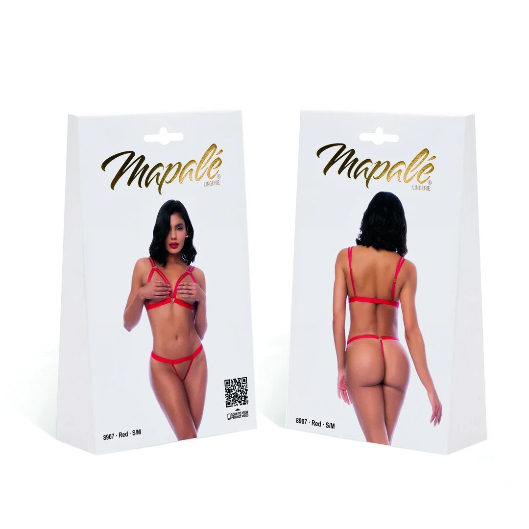 Mapale Heartstroke komplet dwuczęściowy L/XL czerwony serce — zdjęcie 4